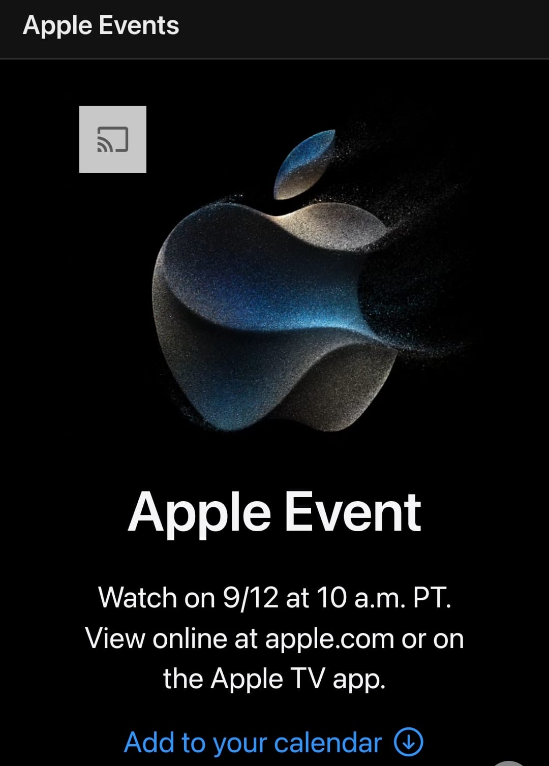 Apple events 9/12 19h à 21h pour la France